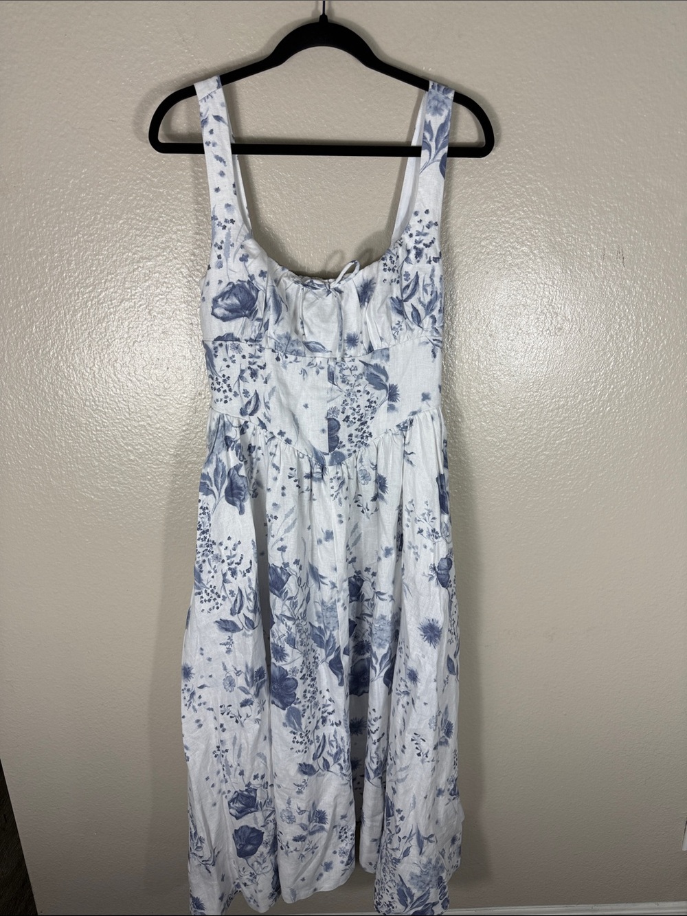 NWOT Reformation Balia Linen Dress Lupine Blue Floral Print - Picture 6 of 14